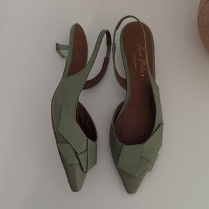 ana palma sage slingback kitten heel